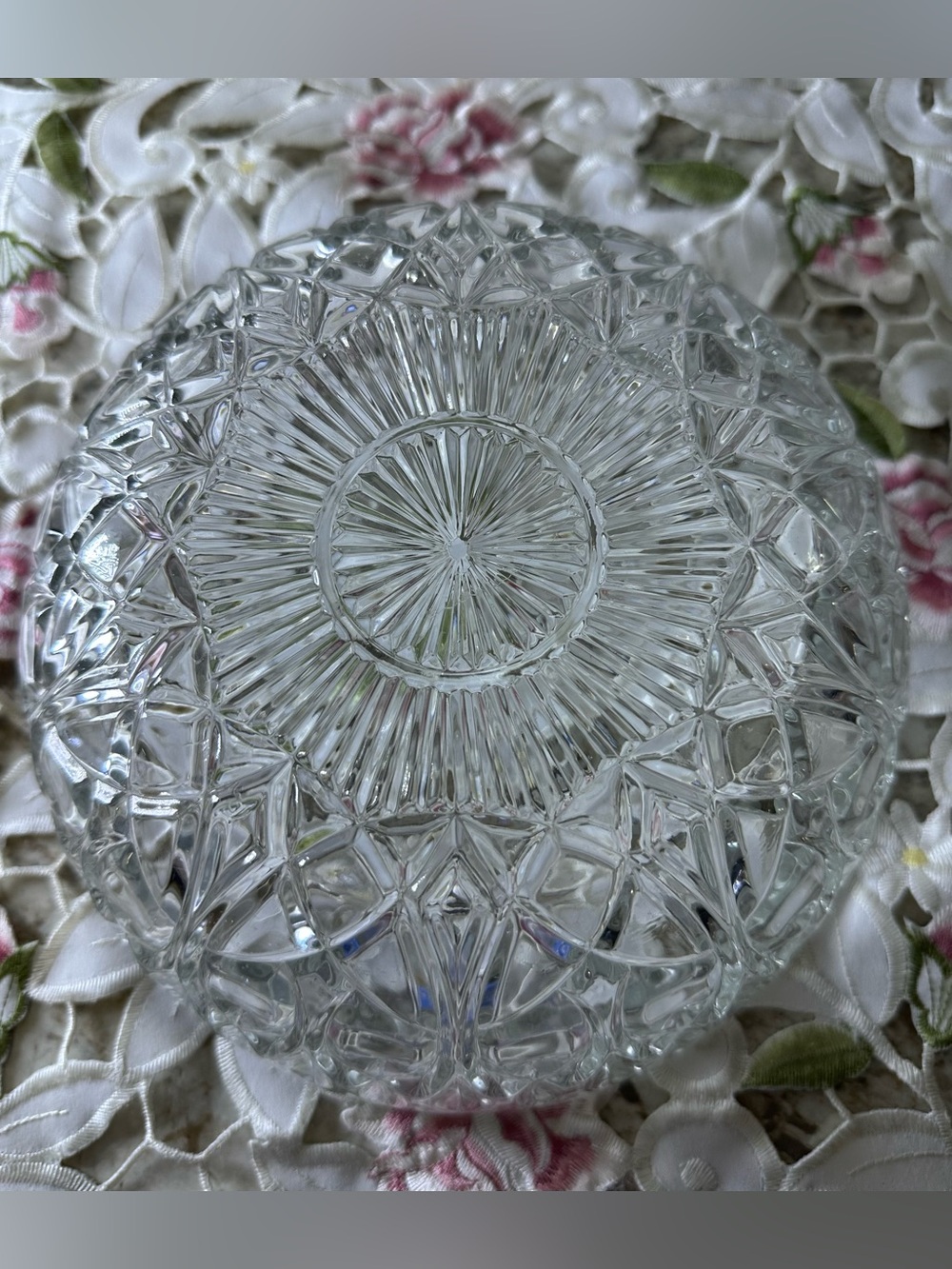 VTG PASARI INDONESIA Pressed Glass Decorative Bowl - Clear Cut Pattern